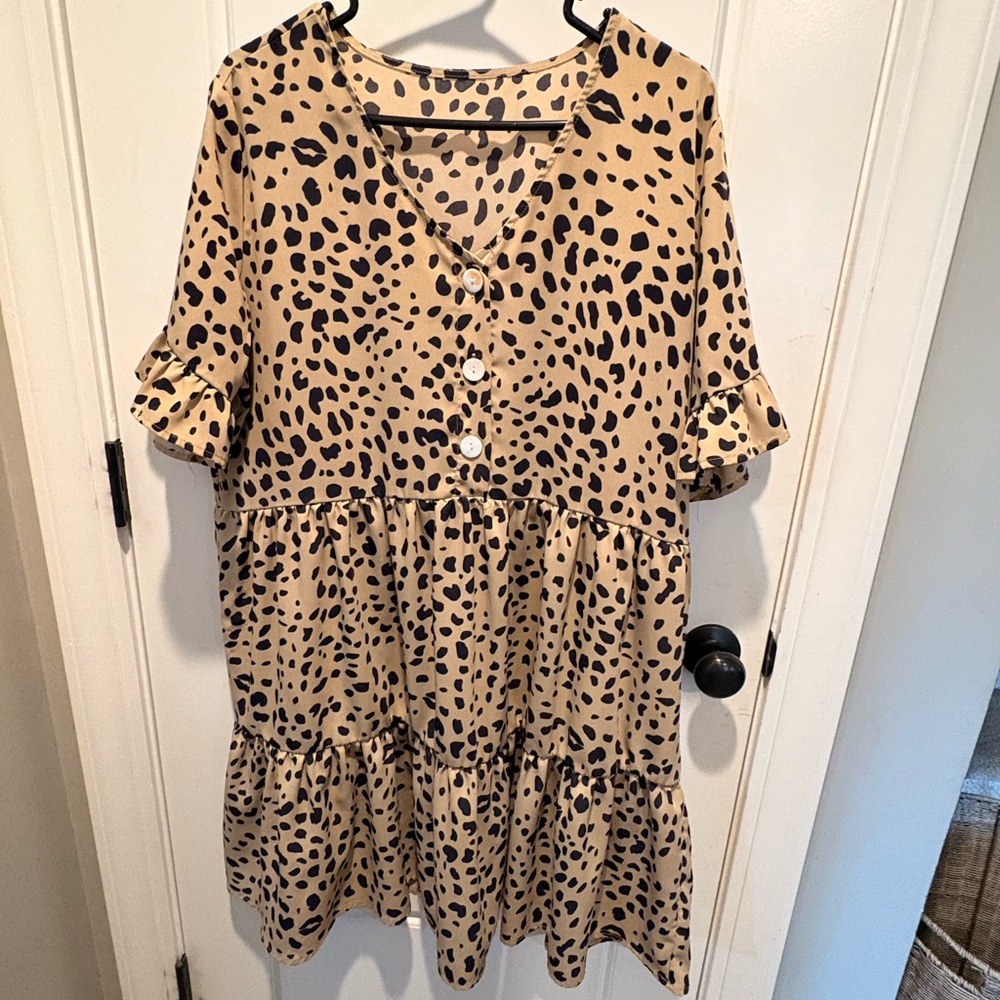Leopard Print Button-Down Dress